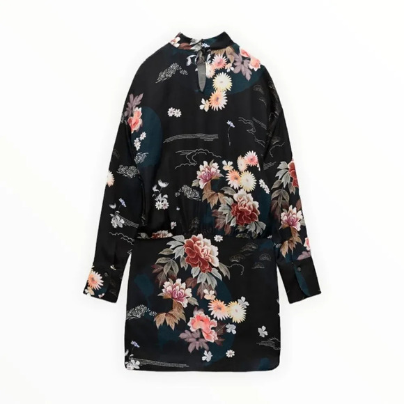 ZARA | Black | PRINTED MINI DRESS - Picture 3 of 9
